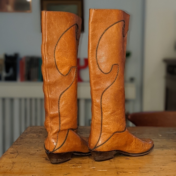 Vintage real leather western style boots - Picture 2 of 10
